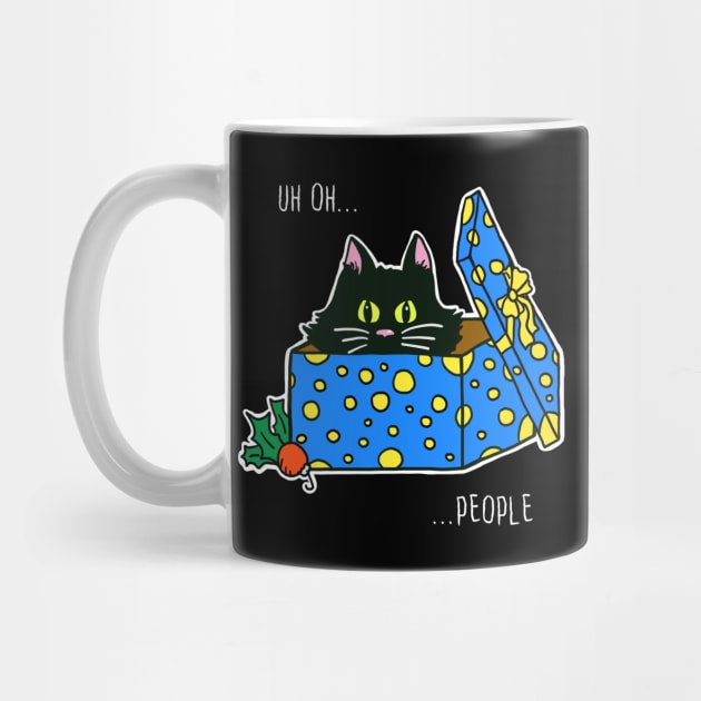 Scaredy Cat in a Present says "Uh Oh...People" by SNK Kreatures